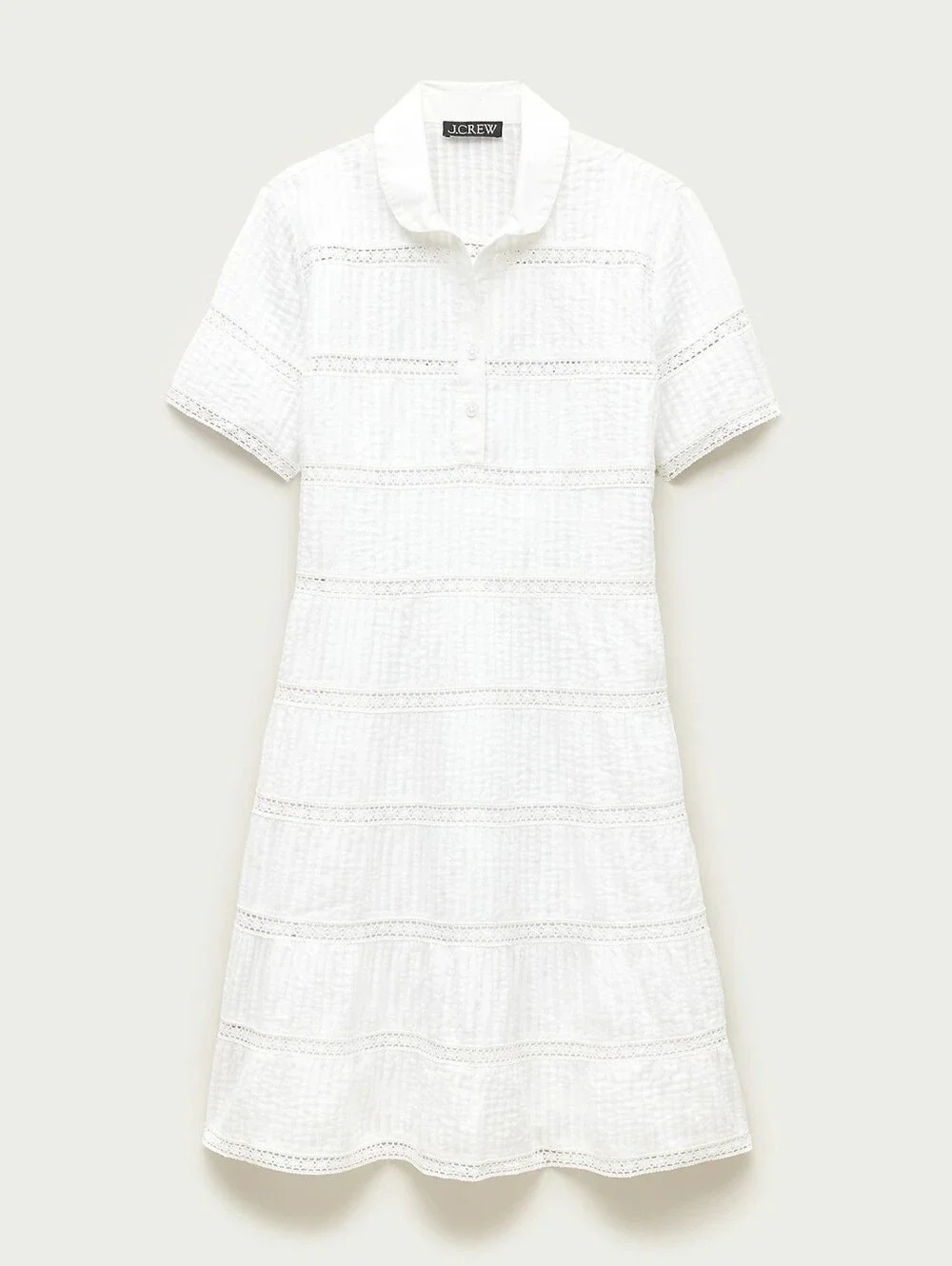 J.Crew Tiered Shirt Dress Cotton Voile White XS/0